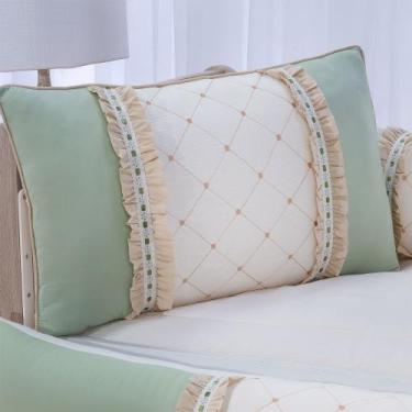 Imagem de Kit enxoval para berço bebê mosaico verde menino luxo - MEDINA CONFECÇ