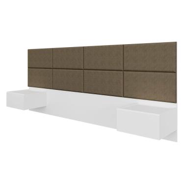 Imagem de Cabeceira Estofada Suspensa Cama Casal Honduras Branco/capuccino - Ma