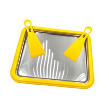 Imagem de IEUDNS Bandeja do fabricante de sorvete, fabricante de sorvete doméstico placa de sobremesa doce versátil fabricante de sorvete de rolo, Amarelo