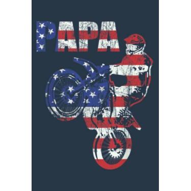 Imagem de American Flag Motocross Papa Motorbike Dirtbike Father: Study Notebook, 6 x 9 inches, 120 pages