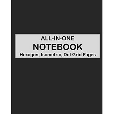 Imagem de ALL-IN-ONE NOTEBOOK - Hexagon, Isometric, Dot Grid Pages: 4 Types Of Designing Paper In One Book - See The Back Cover For Samples - Basic Black
