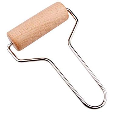 Imagem de 1 rolo de madeira Brayer de 8,5 cm de largura, ferramenta de arte de pintura de diamante 5D, rolo de madeira para cerâmica e argila