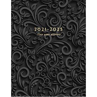 Imagem de 2021-2025 Five Year Planner: Black floral 60-Months Schedule Organizer Daily Weekly Monthly Calendar With Holidays