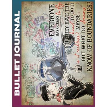 Imagem de Bullet Journal: Flight Attendant Everyone has oceans to fly Dot Grid Paper, Invest 10 minutes daily to Mental, Physical and Emotional Health Planner, ... Ruled 110 Pages Undated, Quotes on Eve