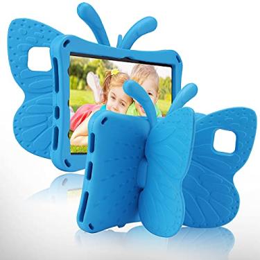 Imagem de Simicoo Capa infantil para Samsung Tab S8 X700 Tab S7 T870 Capa de borboleta fofa com suporte para crianças, leve, de espuma vinílica acetinada, resistente, à prova de impacto, capa completa para Samsung Tab S8 S7 11 polegadas (azul)