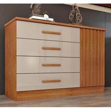 Imagem de Cômoda 1 Porta 4 Gavetas com Detalhe Ripado Barcelona - Tcil Móveis - 