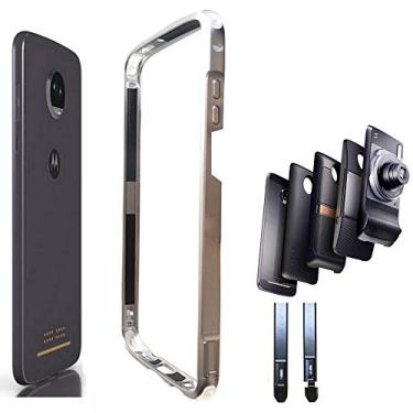 Imagem de Capa para Moto Z3 Play, Moto Z3 Bumper Moto Mods compatível com Dngn [moldura de liga de alumínio] [capa traseira de policarbonato] [4 cantos TPU à prova de choque] para Motorola Moto Z3 Z3 Play, for MOTO z3 play/MOTO Z3, Sliver Gray