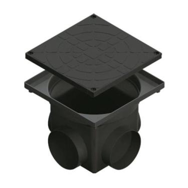 Imagem de Caixa de Passagem e Inspeção de Esgoto P Preta 4,5L (24 x 24 x 20 cm) 