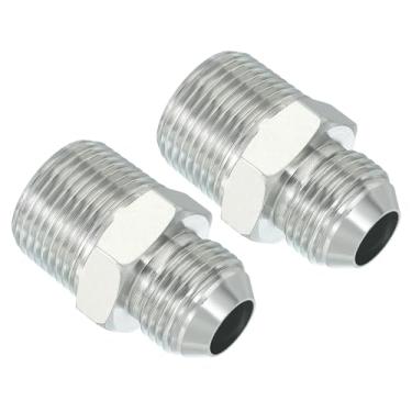 Imagem de PATIKIL Conector adaptador de tubo 7/20.3 cm macho 37 ° Flare JIC x 3/10.2 cm macho R encaixe de tubulação 2 peças conector hidráulico de encaixe de restrição de alimentação de óleo para sistema de