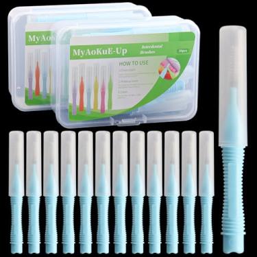 Imagem de myaokue-up 40 peças de escova dentária, palito interdental e cabeça de fio dental para limpeza de dentes, ferramenta de higiene bucal para aparelhos e saúde das gengivas