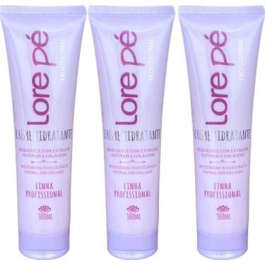 Imagem de CREME HIDRATANTE EXTRATOS NATURAIS E COLAGENO  300ml LORE PÉ - KIT 3un