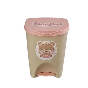 Imagem de Lixeira infantil 7,5l usual baby bear quarto bebê, BEGE C/ ROSA