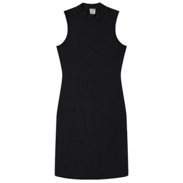 Imagem de Vestido Manga Curta Canelado Viscose Malwee Ref. 102421, Preto, XGG