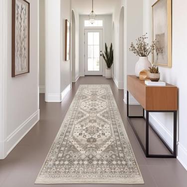 Imagem de Tapete-passadeira 0,7 x 2,4 m zesthome Lavável, tapete de entrada resistente a manchas, tapete ultrafino, antiderrapante para entrada, cozinha, lavanderia, corredor interno (marrom/bege, 0,7 x 2,4 m)