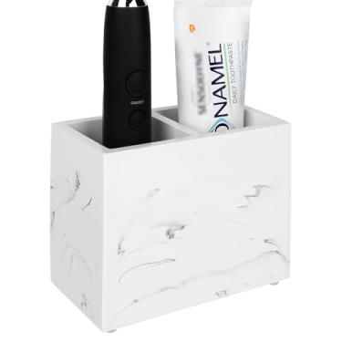 Imagem de Linkidea Suporte de escova de dentes de bancada para banheiro, suporte de escova de dentes de resina para escova de dentes elétrica e pasta de dente, organizador compatível com a série Oral-B iO,