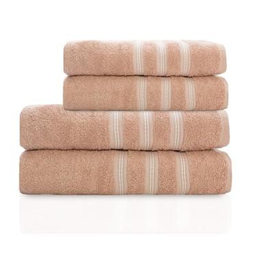 Imagem de Camesa by Gato Panda Jogo de Toalhas Remix 4 Peças, 100% Algodão, 2 Toalhas de Banho (140x70cm) e 2 de Rosto, Diversas Cores, Alta Absorção Piscina Praia (Rose)