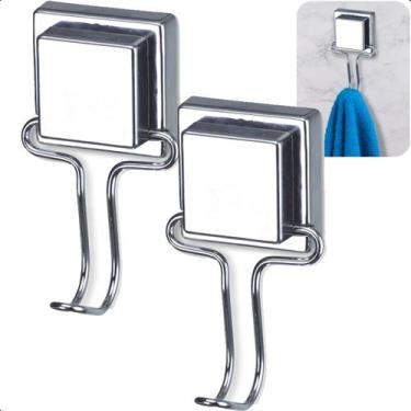 Imagem de Kit 2 Suportes Toalheiro Gancho Com Ventosa Fixa Para Toalha Banho Ros