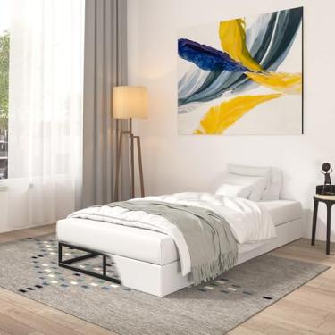 Imagem de Qingzhou Bases de cama de solteiro Box Spring, 17,8 cm de altura de caixa dupla de metal apenas, base de colchão resistente com capa de tecido, montagem fácil, silencioso, sem ruído, antiderrapante