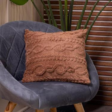 Imagem de Capa de Almofada Zurique em Manta Trançada Alto Relevo Plush Fleece Fl