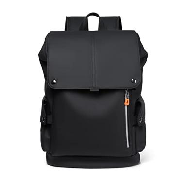 Imagem de Mochila masculina de couro PU de qualidade para laptop mochila grande para computador para homens mochila de negócios(Black)