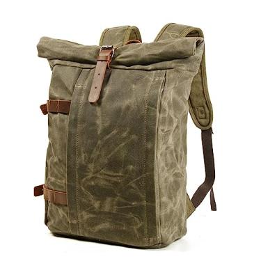 Imagem de Mochila de lona para homens vintage ao ar livre para homens e mulheres mochila de grande capacidade cor preta(Army green)