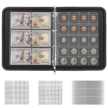 Imagem de Livro de coleção de moedas, porta-moedas para colecionadores, álbum de moedas à prova de fogo com 300 bolsos e 36 capas de fichário de papel-moeda, organizador de moedas para notas, centavos, carimbos