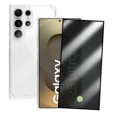 Imagem de Kit Proteção Compatível Samsung Galaxy S25 Ultra Capinha Transparente Space + Película 3D Privacidade Anti Espião