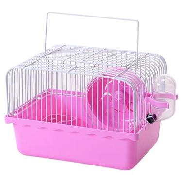 Imagem de Ssguopte Gaiola para hamster, gaiola pequena para porquinhos-da-índia com roda silenciosa, garrafa de água e acessórios, plástico 22 x 16 x 17 cm para animais de estimação