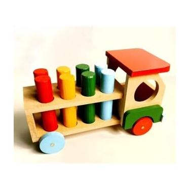 Imagem de Caminhão Com Pinos De Madeira - Brinquedo Educativo Madeira