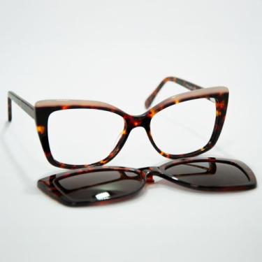 Imagem de Armação para Óculos de Grau Clip-on Solar Rh luxo - Rhluxo, Tartaruga