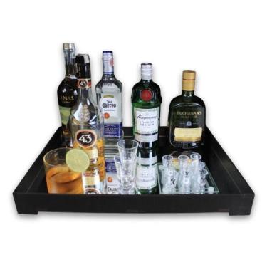 Imagem de Bandeja Retangular Grande Espelhada Organizadora Para Bebidas Bar E Ca