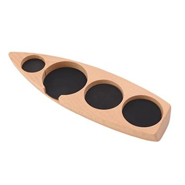 Imagem de Base de Violação de café de Madeira Akozon para Máquina de café Expresso - Café Prensa MAT & Organizador de Acessórios (Faia pequena para 51 mm/2,0in 53mm/2.1in)
