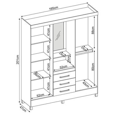 Imagem de Guarda Roupa Capelinha Pérsia 4 Portas com Espelho - Demóbile Amêndola/Off White