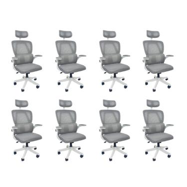 Imagem de Kit 8 Cadeiras de Escritório Presidente Executiva Oficial Legacy Cinza
