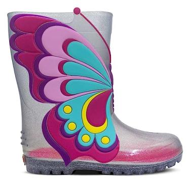 Imagem de Bota Infantil Galocha Feminina Impermeável Nº 25 Ao 34 Menina Borboleta 09.20 (Glitter Prata, BR, Criança de 9 a 12 anos, Numérico, 34)
