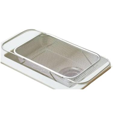 Imagem de Escorredor de pia inox peneira Alça retrátil fruteira alimentos(um)