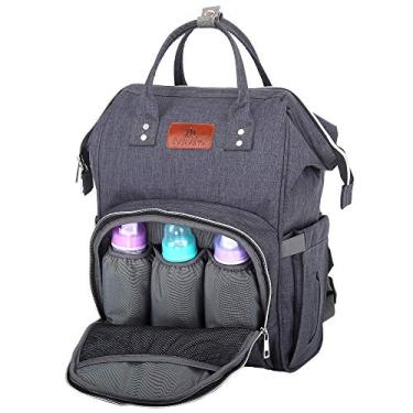 Imagem de RAJRANG Mochila feminina mini bolsa de fraldas para bebês - Organizador de viagem, pequena, leve, cinza carvão, 45 x 38 x 18 cm