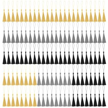 Imagem de NACHLYNN 120 peças de borlas de marcador, volume 13 cm/5 polegadas, feito à mão, feito à mão, miniborlas para joias, chaveiros com laços para decoração de vestidos, acessório de artesanato DIY (ouro