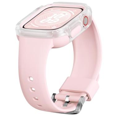 Imagem de XYF Pulseira de silicone para Apple Watch séries 9, 8, 7, 6/SE 5, 4, 3, 2 e 1 (38/40/41 mm, areia rosa)