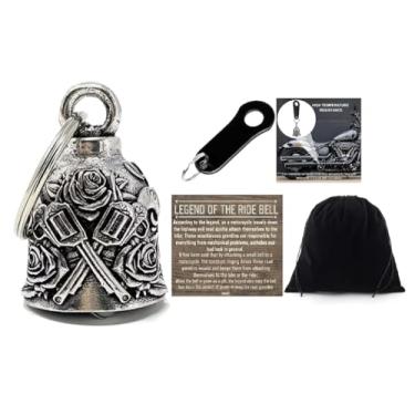 Imagem de KMA Est. 2005 THE RIDE BELL Guns & Roses w Black Hanger Motocicleta Lucky Charm Biker Luck Gift