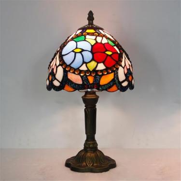 Imagem de OUFULA American Vintage Lâmpada de Mesa LED Luxo Criatividade Sala de Estar Quarto Estudo Quarto de Criança Villa Hotel Cor Vidro Mesa Luz (Estilo 45)