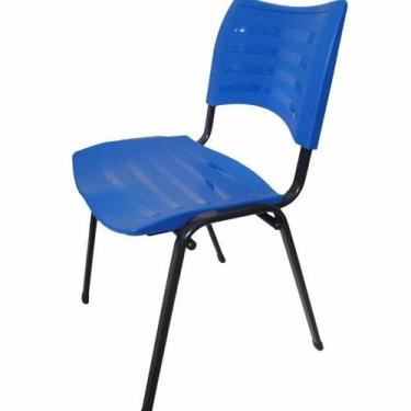 Imagem de Cadeira iso fixa encosto em plastico tubo 7/8 azul - MOVEIS VITORINO