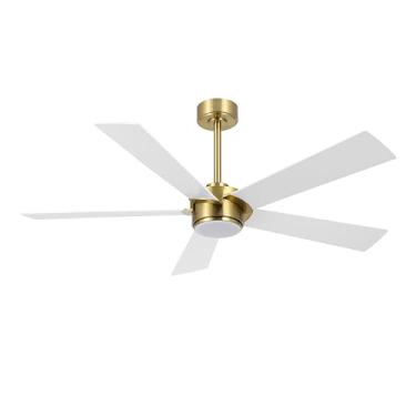 Imagem de ELEHINSER Ventilador De Teto De 64" Com Luz E Controle Remoto, Luz Led Moderna Regulável, Motor Cc Reversível Silencioso De 6 Velocidades, Ventilador De Teto De Madeira Compensada De 5 Polegadas Pa