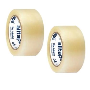 Imagem de 2 Fita Adesiva Transparente Larga Durex Para Embalar 45x100 - Alltape