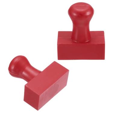 Imagem de PATIKIL Alça redonda de borracha de carimbo de 40 x 20 mm, 2 peças de puxadores de gaveta para entalhar, fazer bricolage, scrapbooking, vermelho