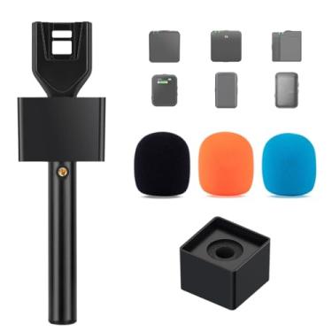 Imagem de CaTeFo Para Dji Mic Handle Mini Rode Wireless Go Microphone Stand Handheld Interview Grip Com Rosca De 1/4" 3 Espuma Colorida E Adaptador Bandeira Microfone Relatórios Vlog Podcast, Starrig Pro-Hc