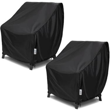 Imagem de VARIETYFACE Capas de móveis para ambientes externos, 89 cm L x 96 cm D x 78 cm A, capas de cadeira de pátio à prova d'água, capas de móveis de gramado ao ar livre, pacote com 2, preto