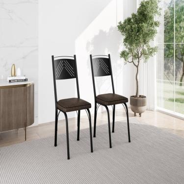 Imagem de Kit com Duas Cadeiras de Cozinha 151 Preto/Imbuia