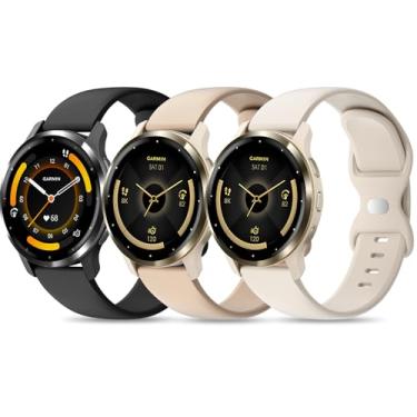 Imagem de EverAct Pacote com 3 pulseiras de relógio de silicone compatíveis com Garmin Vivoactive 4/Venu 3/Venu 2/Venu 4 de 45 mm, pulseira esportiva macia de liberação rápida de 22 mm para Forerunner 265/255