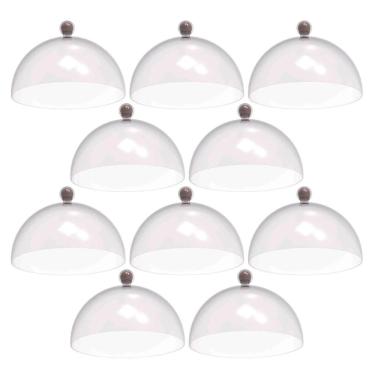 Imagem de Conjunto 8 Cúpulas para Bolos Doces de Plástico 30cm Amêndoa Padaria Hotel Crippa